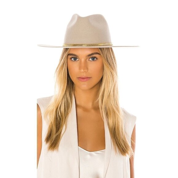 Hat Attack Accessories - Hat Attack Glam Hat Beige & Chain Womens Size OS